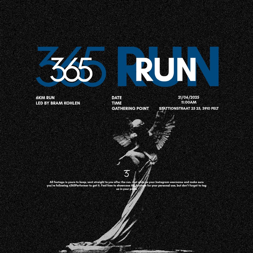 365 RUN event poster -- 6km run led by Bram Kohlen